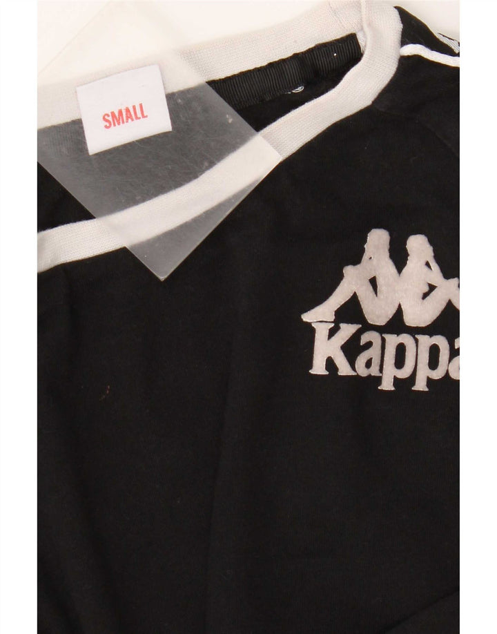 Top grafico da donna Kappa manica lunga UK 10 Small Black Colourblock