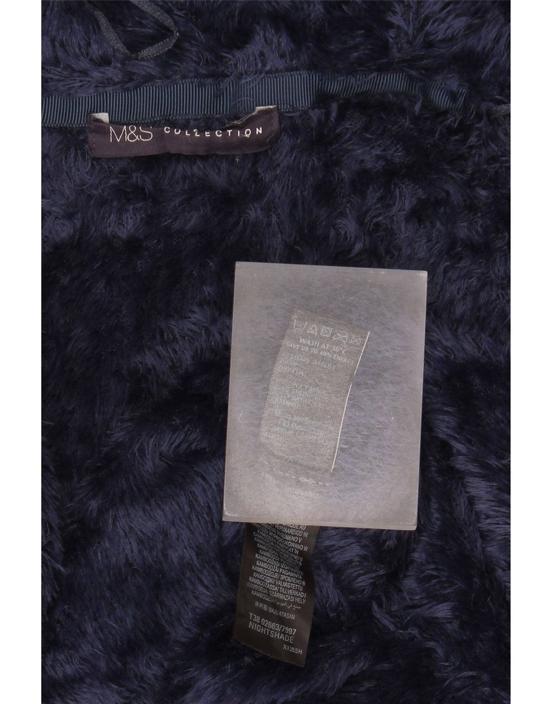 Giacca oversize in pelliccia sintetica Marks & Spencer da donna UK 10 piccola blu navy