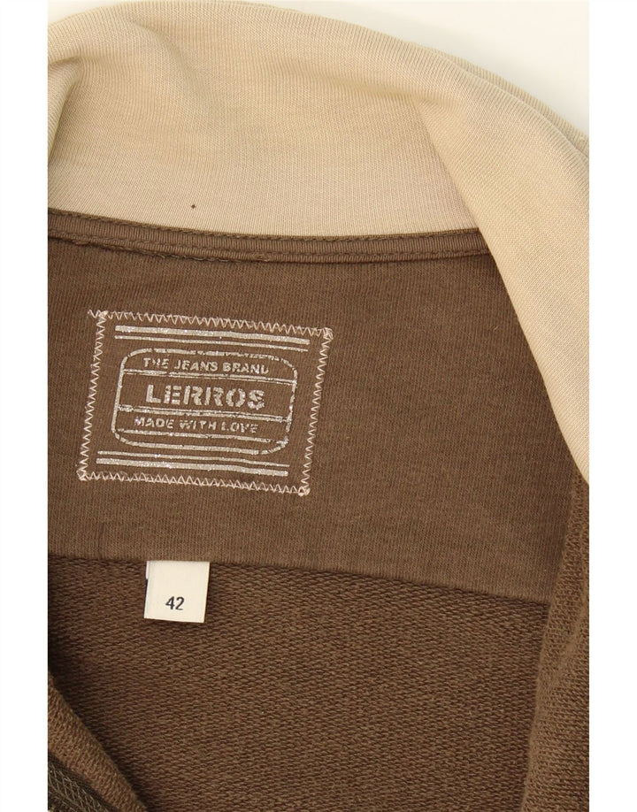 LERROS Womens Graphic Tracksuit Top Jacket IT 42 Medium Brown Cotton Vintage Lerros and Second-Hand Lerros from Messina Hembry 