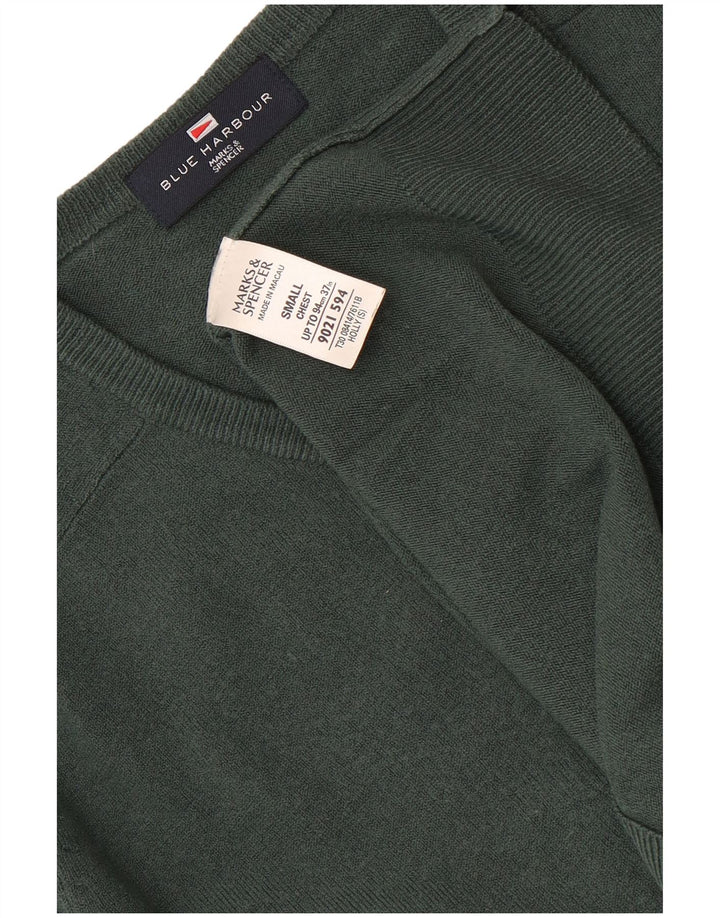 Marks & Spencer Maglione da uomo con scollo a V blu Harbour piccolo acrilico verde