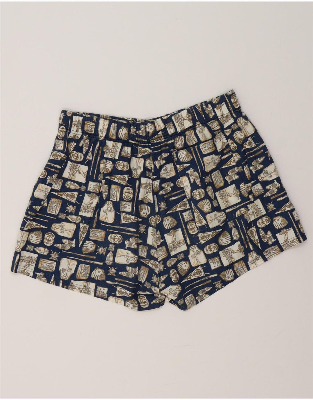 Pantaloncini da bagno da uomo VINTAGE grandi blu navy geometrici