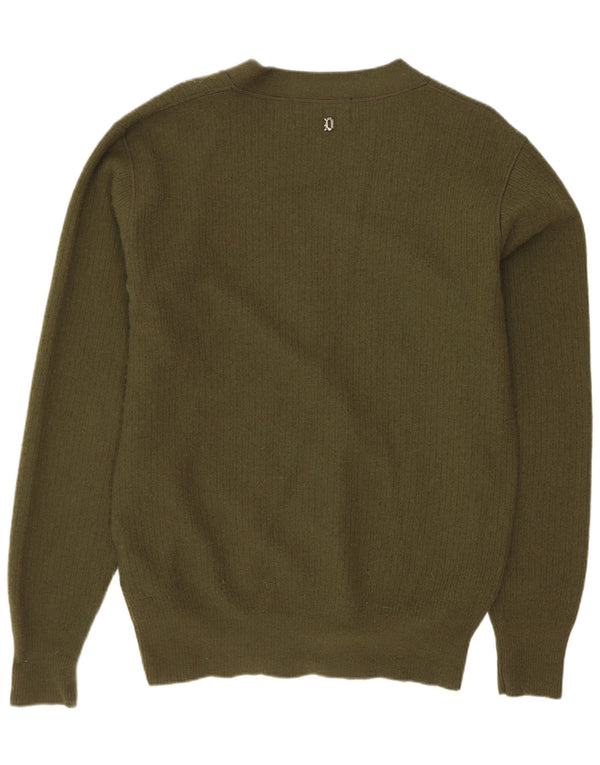 DONDUP Maglione cardigan da uomo grande lana merino kaki