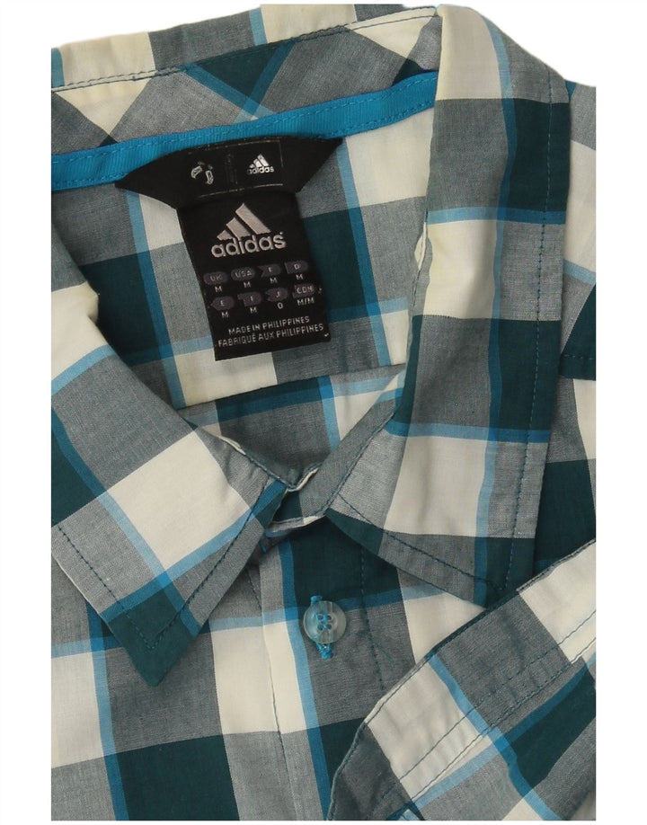 ADIDAS Mens Short Sleeve Shirt Medium Blue Check