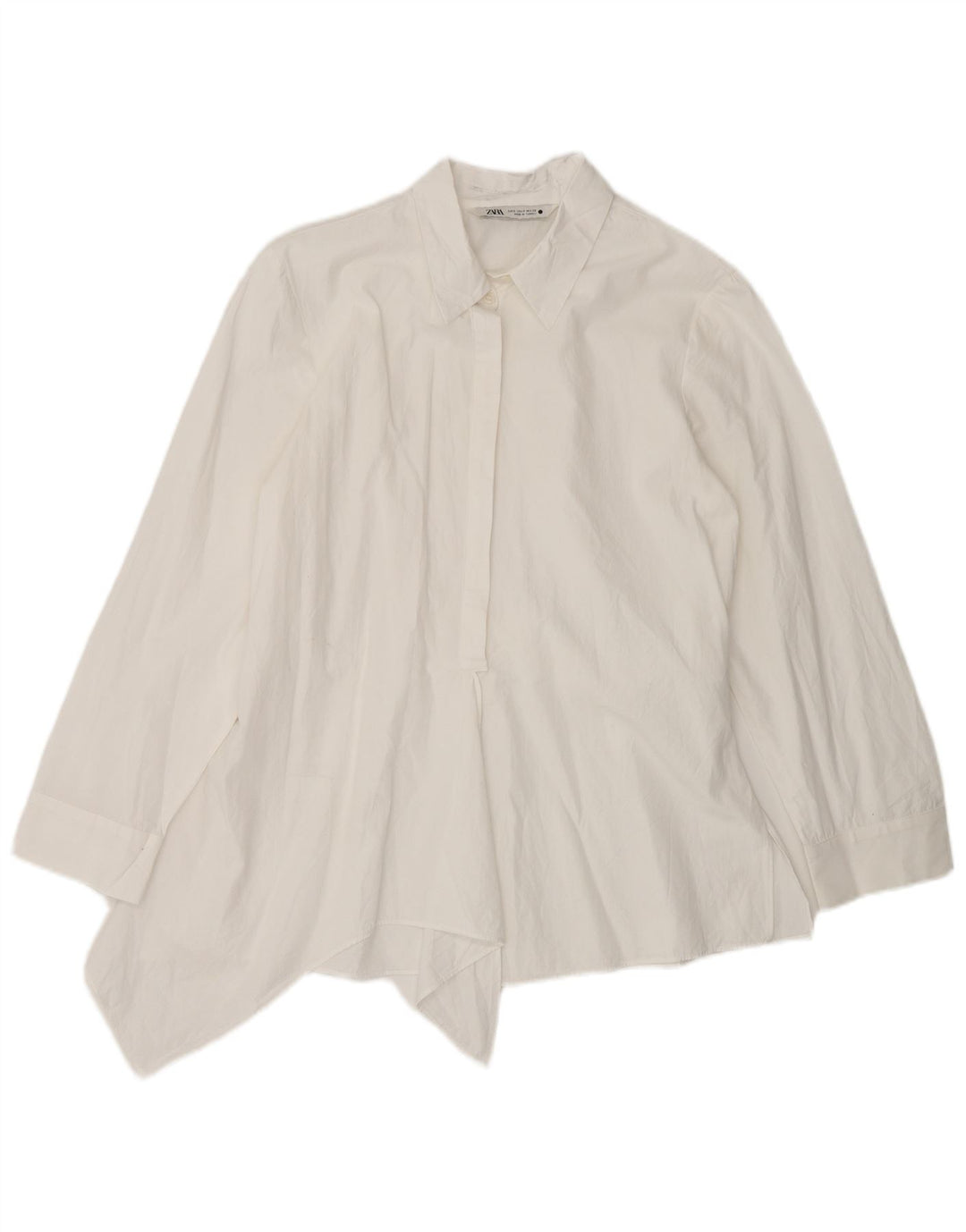 Camicetta asimmetrica da donna Zara UK 10 piccola in cotone bianco