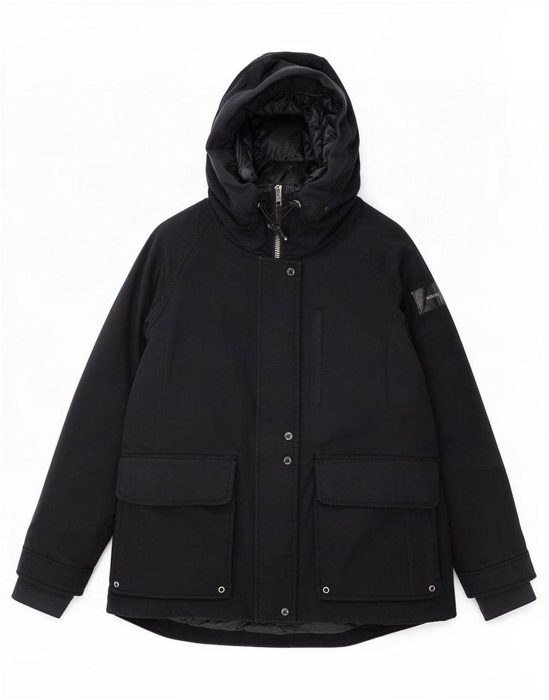 Giacca imbottita con cappuccio da donna Woolrich UK 10 piccola in cotone blu navy
