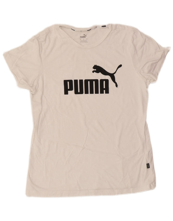 T-shirt grafica da donna Puma UK 12 Medium Bianca