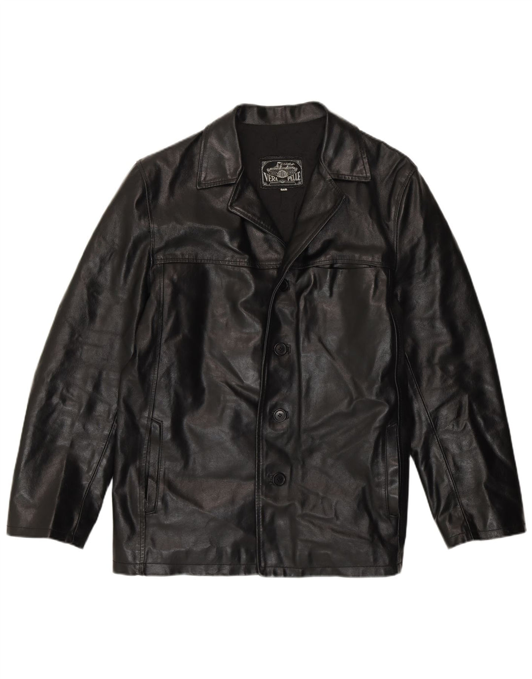 Giacca in pelle vintage da uomo UK 38 in pelle nera media