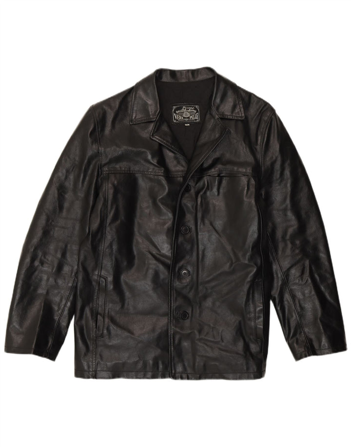 Giacca in pelle vintage da uomo UK 38 in pelle nera media