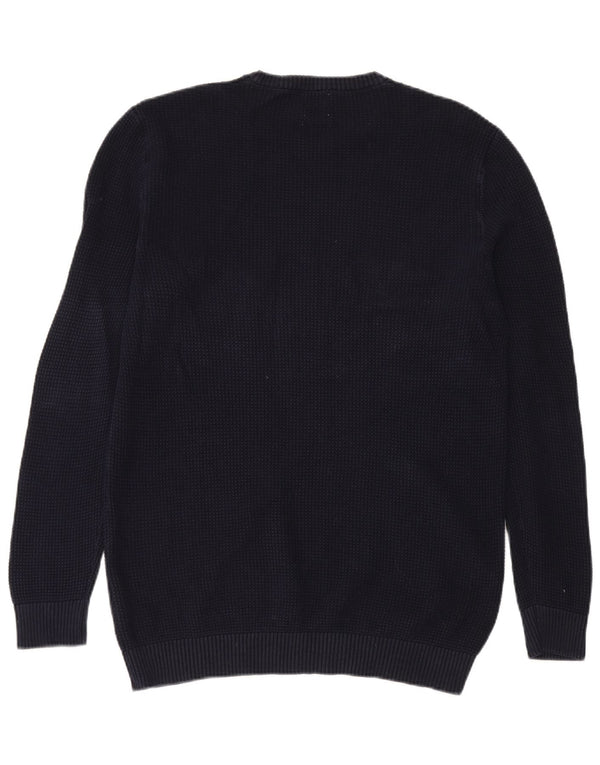 Maglione maglione girocollo da uomo Zara grande in cotone blu navy