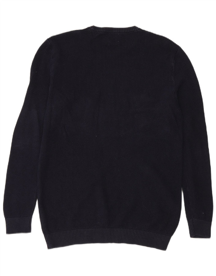Maglione maglione girocollo da uomo Zara grande in cotone blu navy