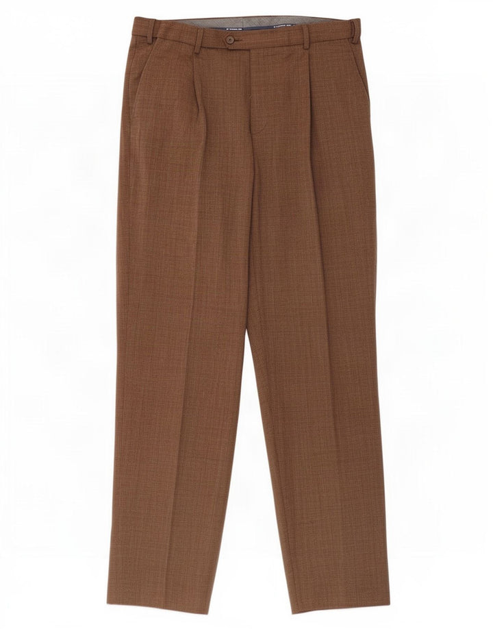 Pantaloni da abito vestibilità regolare da uomo Marks & Spencer W34 L33 a quadri marroni
