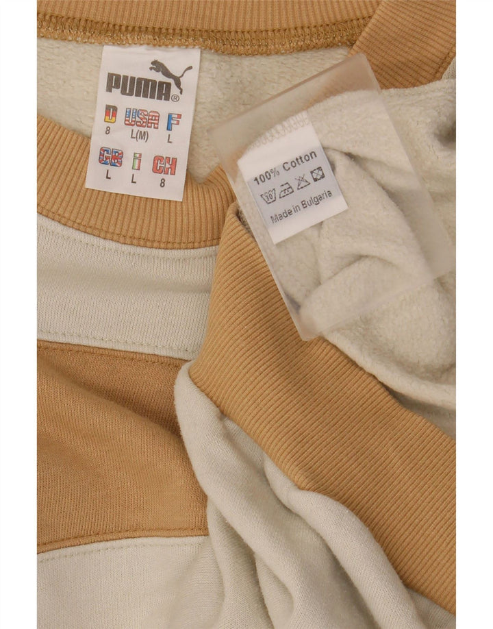 PUMA Felpa da uomo Maglione Large White Colourblock in cotone