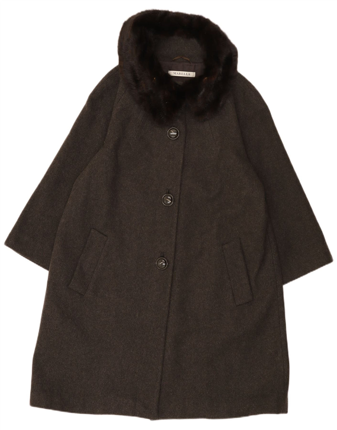 Soprabito ampio da donna Marella UK 14 grande lana grigia