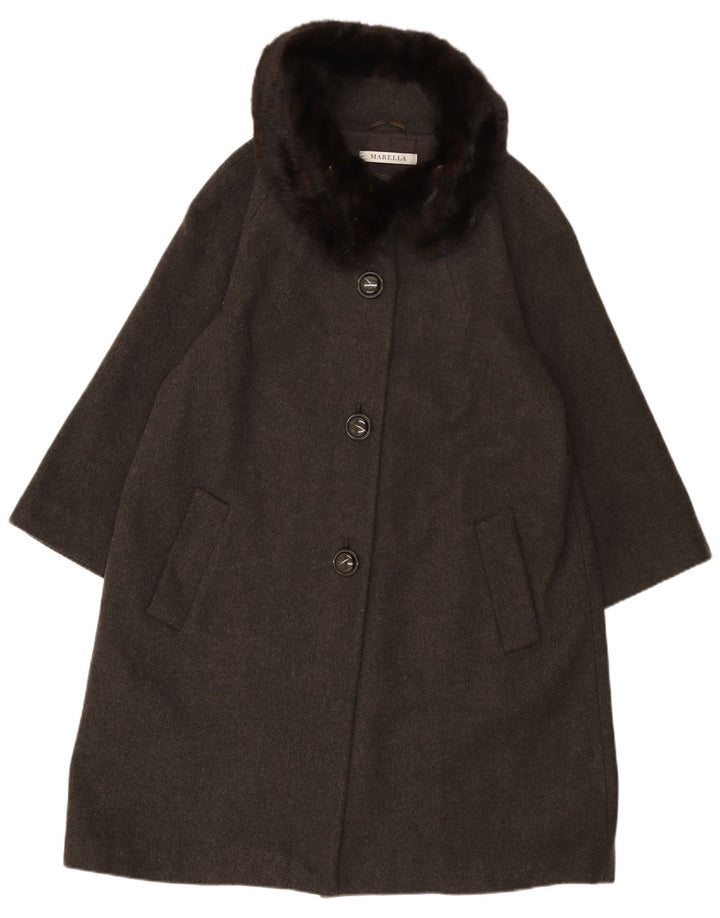 Soprabito ampio da donna Marella UK 14 grande lana grigia