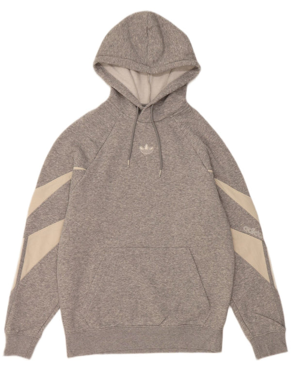 Felpa con cappuccio da uomo Adidas XS in cotone color block grigio