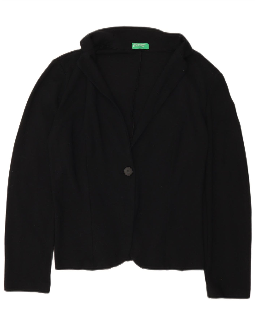Giacca blazer da donna a 1 bottone BENETTON UK 16 grande viscosa nera