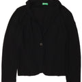 Giacca blazer da donna a 1 bottone BENETTON UK 16 grande viscosa nera