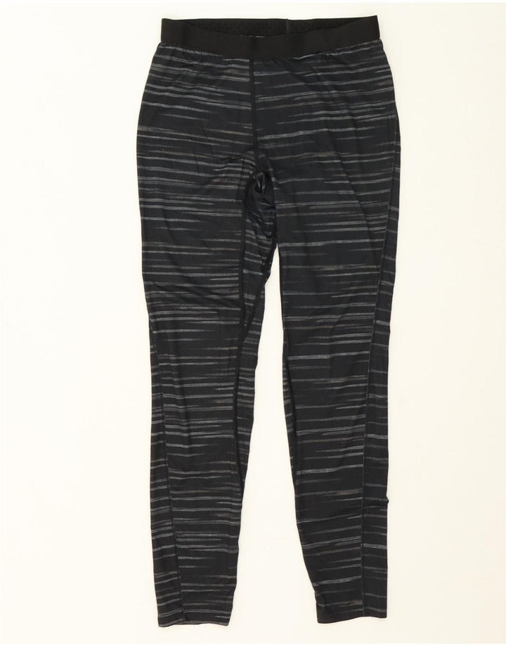 COLUMBIA Womens Leggings UK 14 Medium  Black Striped Polyester Vintage Columbia and Second-Hand Columbia from Messina Hembry 