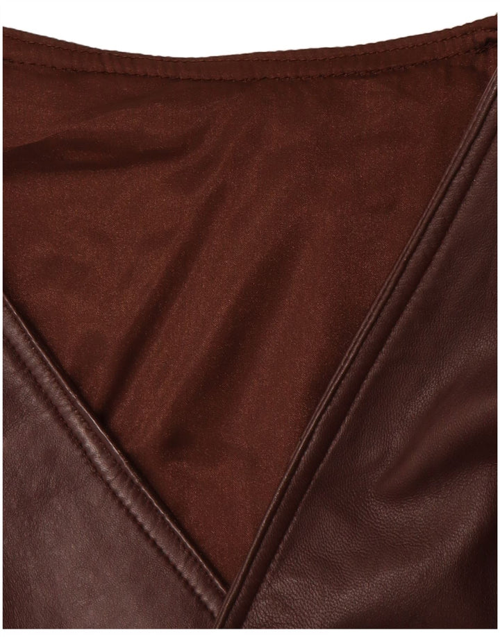 Gilet in pelle da uomo vintage grande in pelle marrone