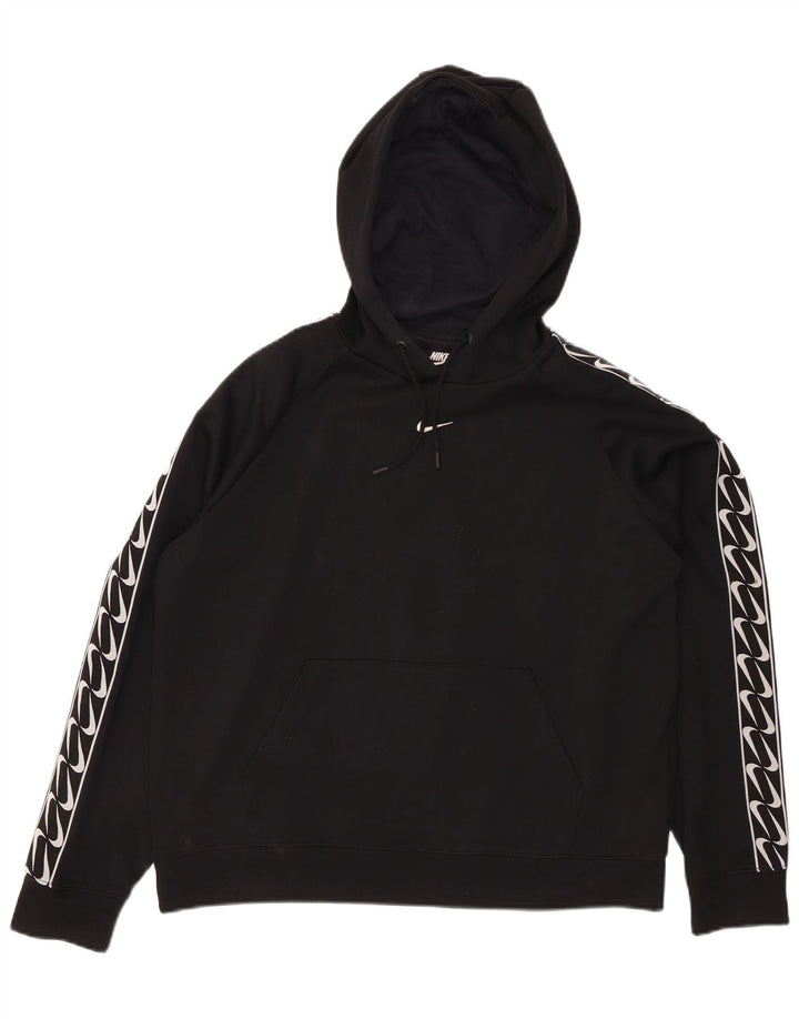 Felpa con cappuccio oversize grafica Nike da donna UK 14 poliestere nero medio