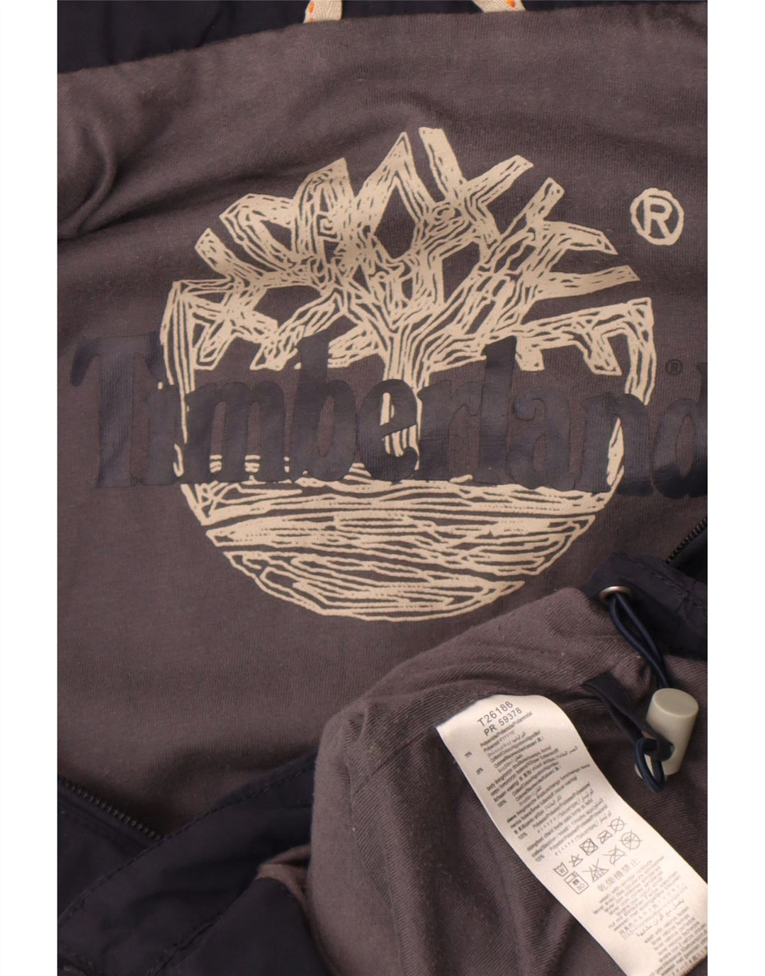Giacca a vento con cappuccio grafica da uomo Timberland UK 36 Small Blu Navy
