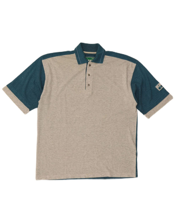 Polo Diadora Uomo Large in cotone color block grigio
