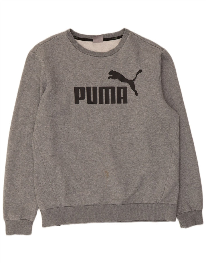 Felpa grafica da uomo Puma Maglione in cotone chiazzato grigio medio