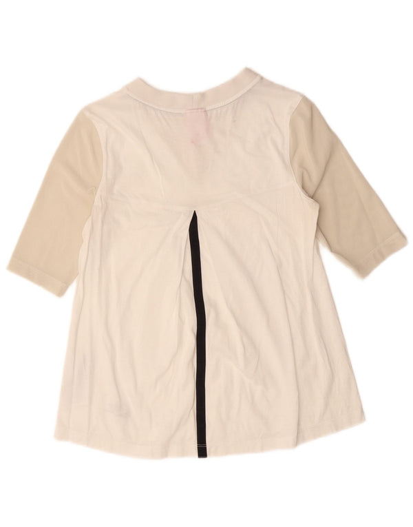 Maglia Nike da donna con maniche a 3/4 UK 6 XS in cotone color block bianco