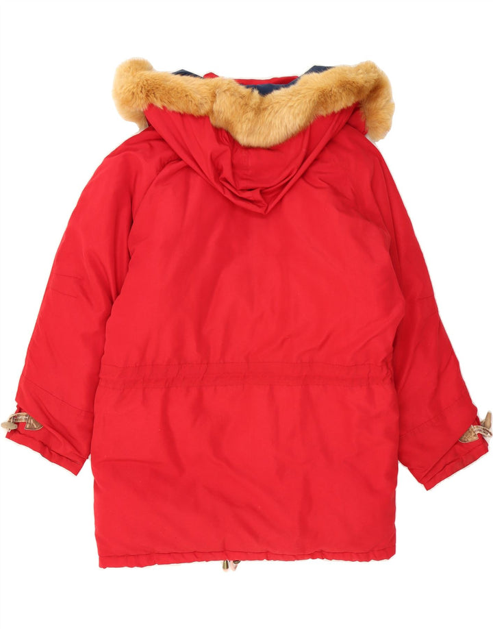 VINTAGE Womens Hooded Windbreaker Jacket UK 16 Large Red Colourblock Vintage Vintage and Second-Hand Vintage from Messina Hembry 