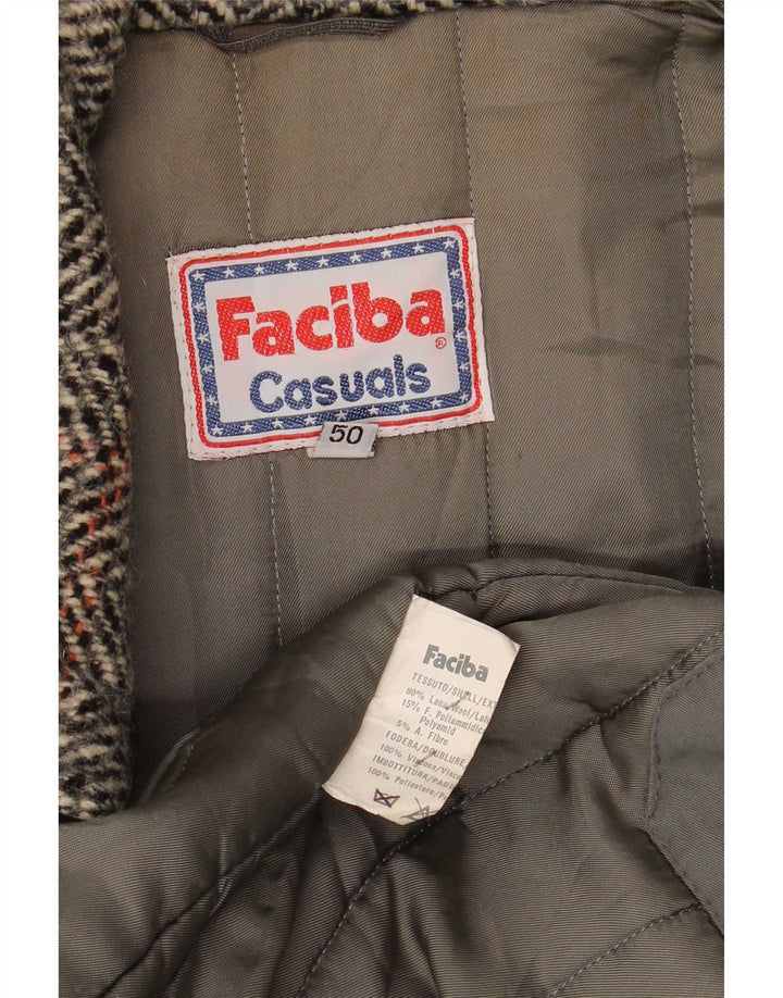 Giubbotto Bomber Uomo Faciba IT 50 Large Grigio Check Lana