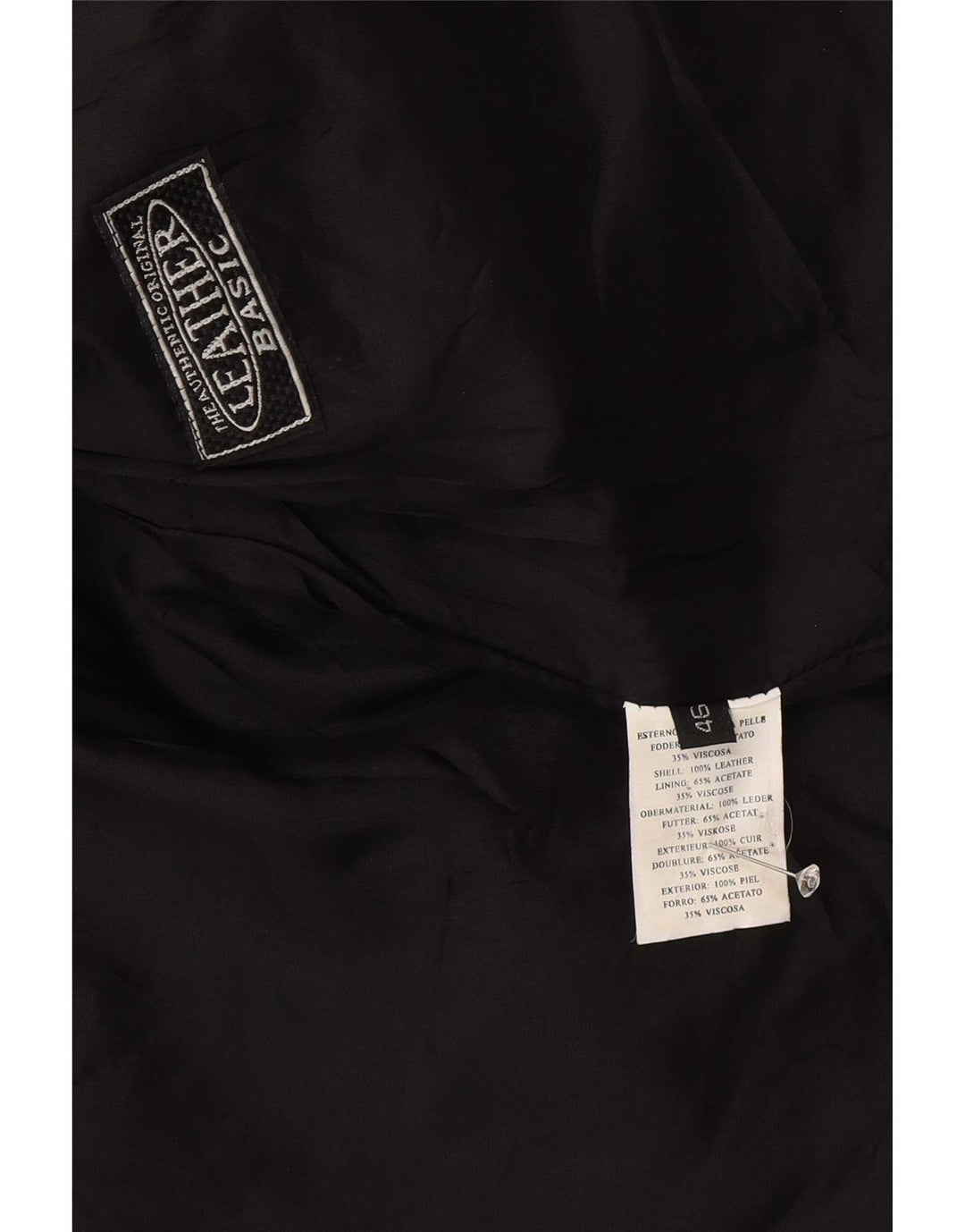 Giacca in pelle vintage da donna IT 46 grande nera