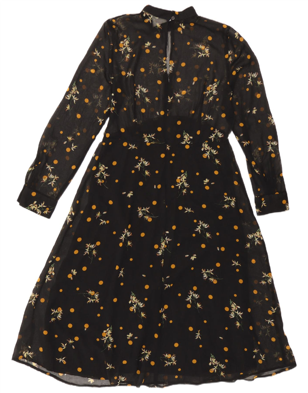 Abito a trapezio trasparente da donna Zara UK 12 medio nero floreale