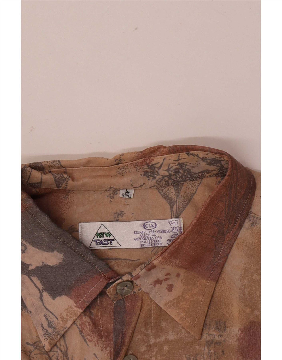 New Fast Mens By C&A Camicia con motivo astratto taglia 41/42 Large Marrone