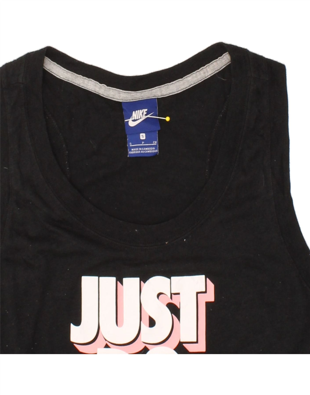 NIKE Womens Graphic Vest Top UK 10 Small Black Vintage Nike and Second-Hand Nike from Messina Hembry 