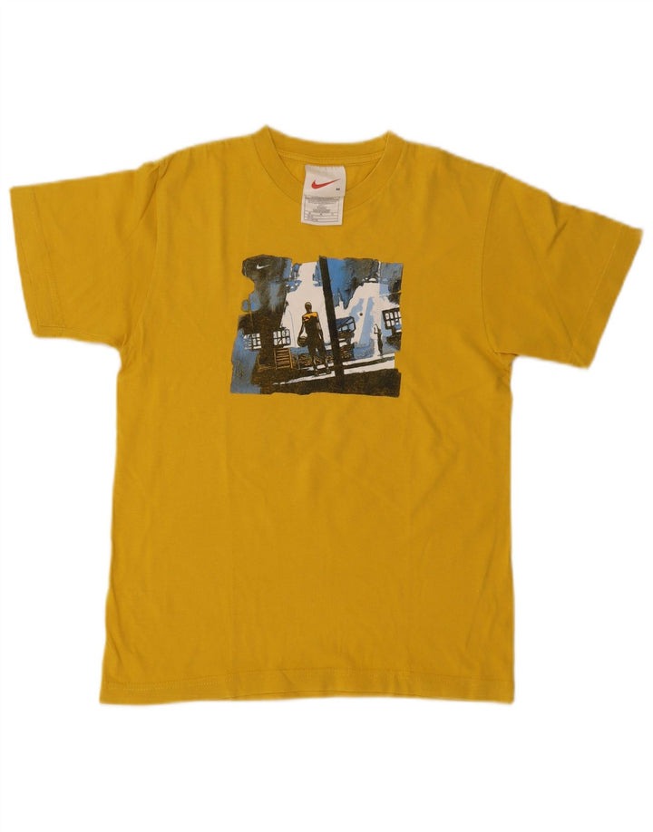 T-shirt grafica da ragazzo Nike Top 10-11 anni in cotone giallo medio