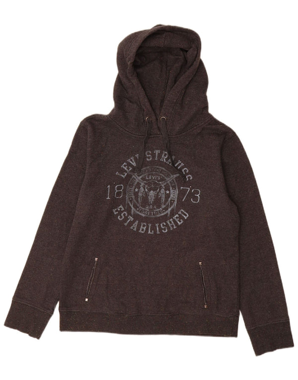 Maglione con cappuccio grafico da donna Levi's UK 14 Cotone screziato grigio medio