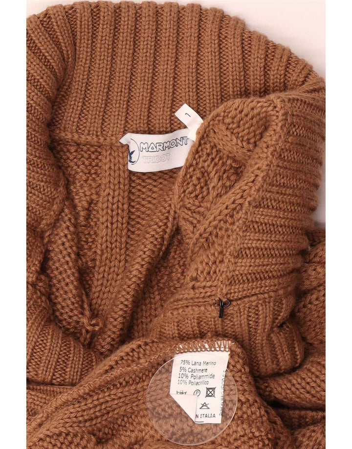 Maglione cardigan vintage da uomo con vestibilità regolare, grande lana merino marrone