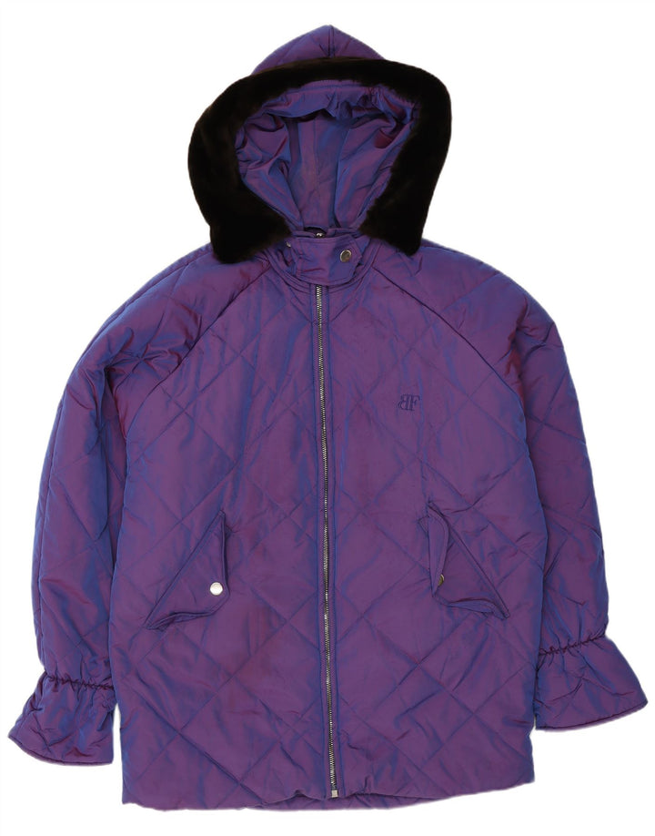 Belfe & Belfe Cappotto imbottito oversize con cappuccio da donna IT 44 Viola medio