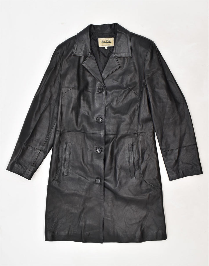 Cappotto in Pelle Donna VINTAGE IT 48 XL Pelle Nera