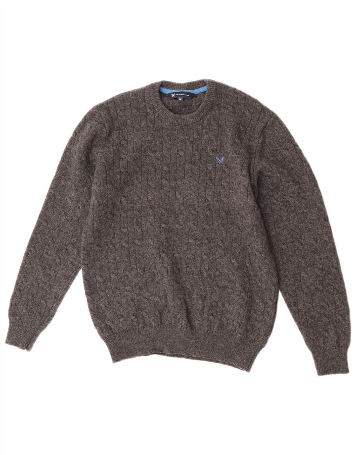 Crew Clothing Maglione da uomo girocollo in lana d'agnello grigio medio