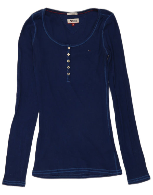 Tommy Hilfiger Donna Top Manica Lunga UK 12 Medio Blu Navy
