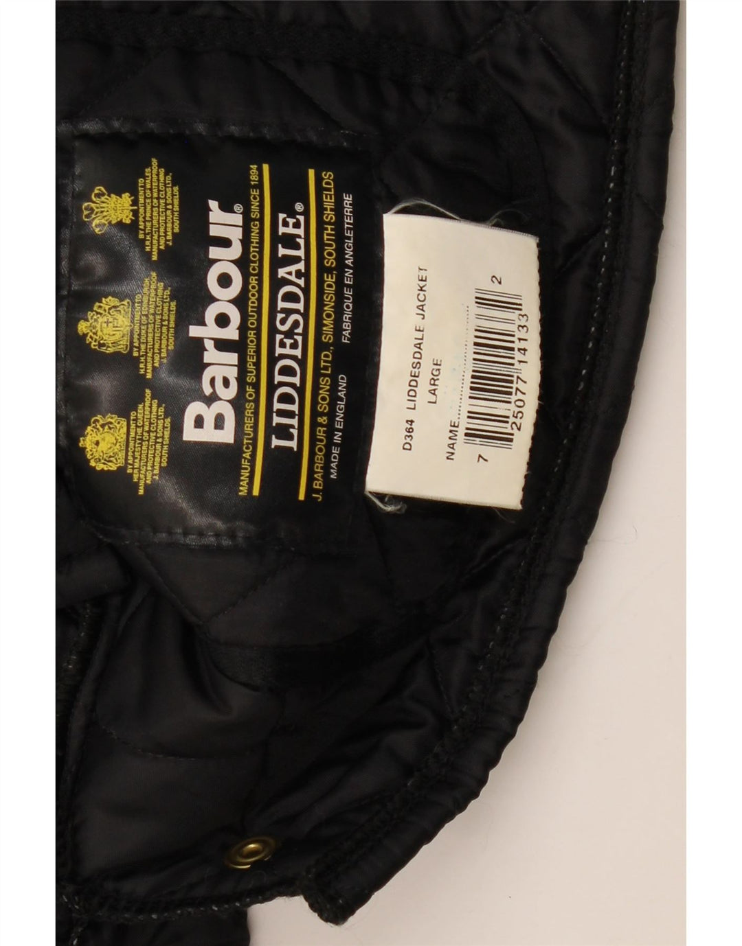 Giacca trapuntata Barbour da uomo LIDDESDALE UK 40 grande nylon nero