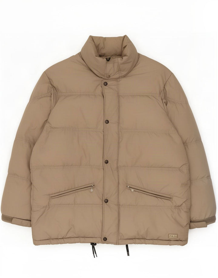 Giacca imbottita con cappuccio Fila da uomo IT 54 2XL Nylon grigio