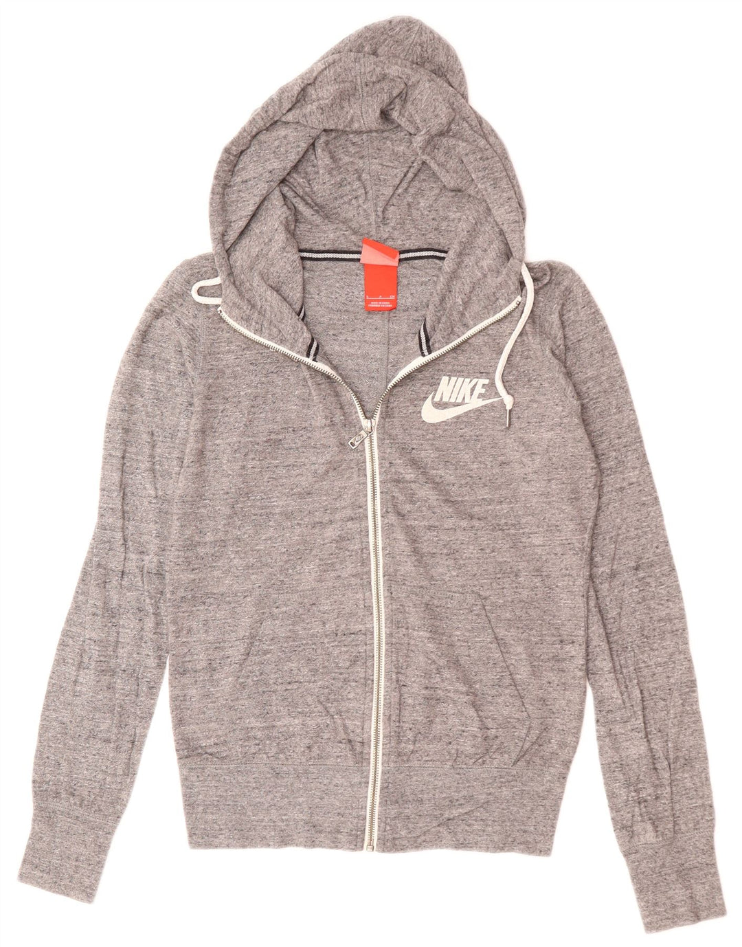 Maglione con cappuccio e zip da donna NIKE UK 10 piccolo poliestere screziato grigio