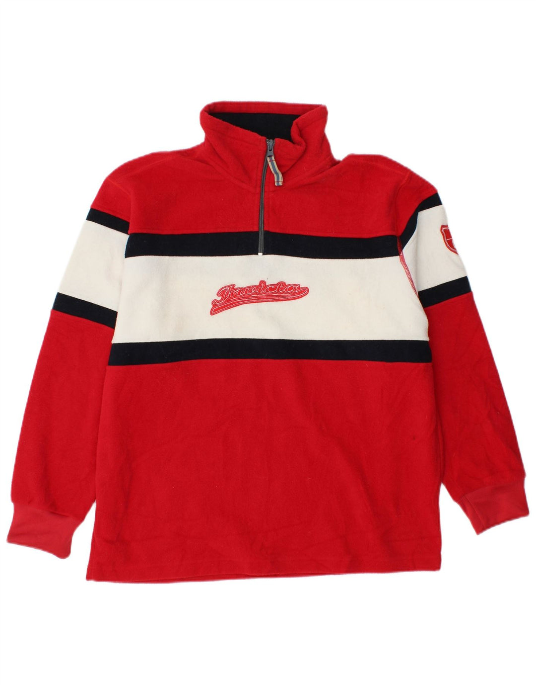 INVICTA Maglione in pile con collo con zip e grafica da uomo piccolo rosso a blocchi di colore