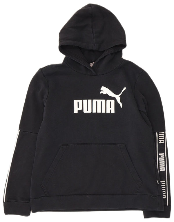 Felpa con cappuccio grafica da donna Puma UK 14 grande cotone nero