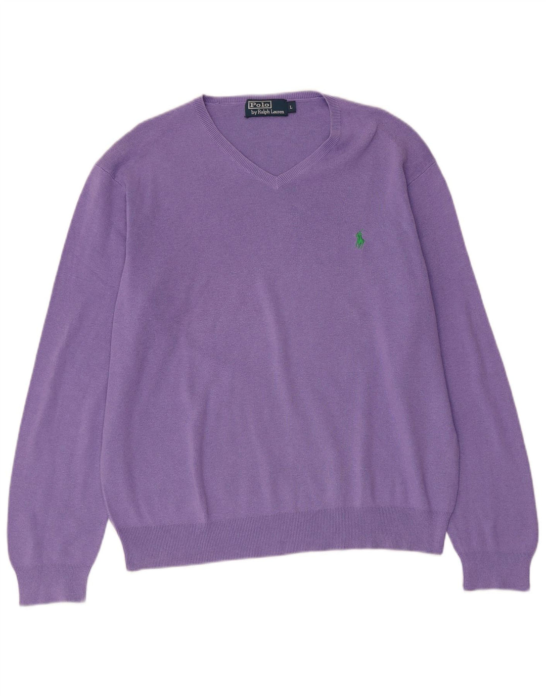 POLO RALPH LAUREN Maglione da donna con scollo a V UK 16 Grande cotone viola
