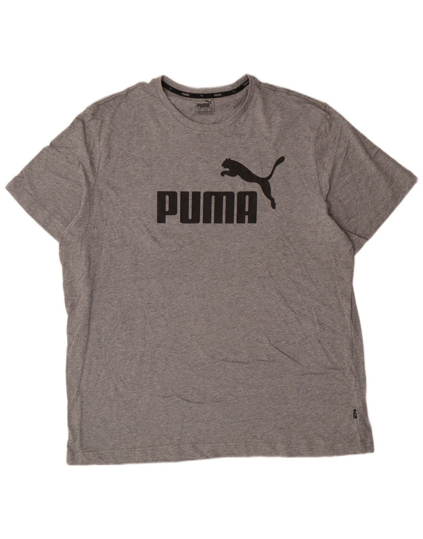 T-shirt grafica da uomo Puma Top 2XL in cotone grigio