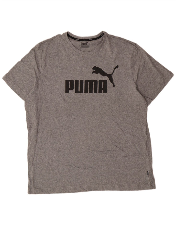 T-shirt grafica da uomo Puma Top 2XL in cotone grigio