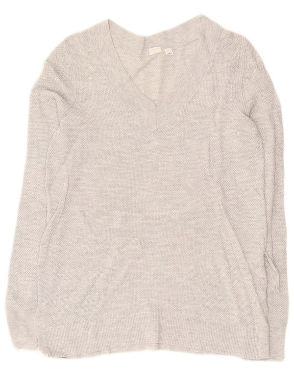 Maglione da donna con scollo a V Gap UK 10 Piccolo cotone chiazzato grigio